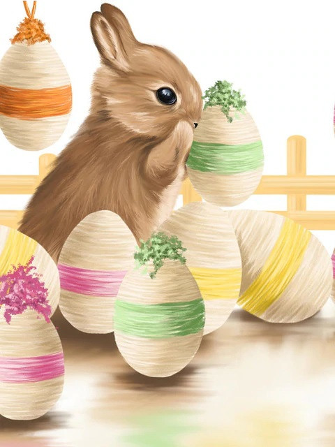 Aperçu du résultat final du diamond painting Le Petit Lapin de Pâques.