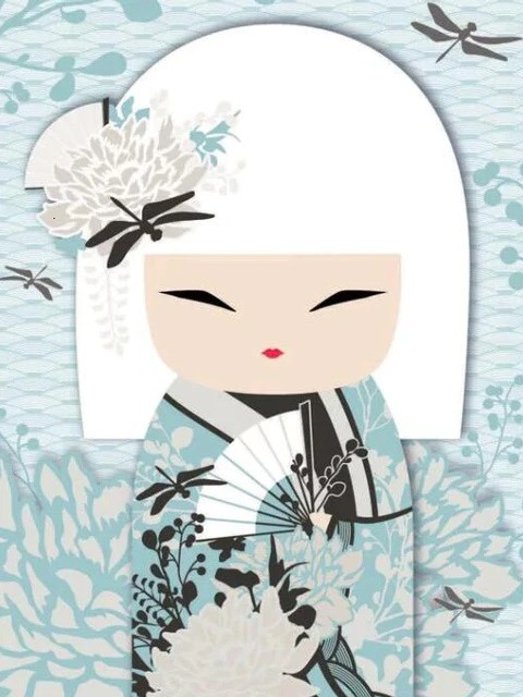Aperçu du résultat final du diamond painting Kimono-Mädchen Akihiko.