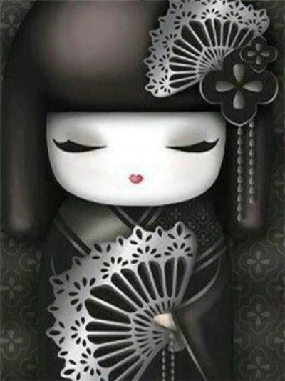 Aperçu du résultat final du diamond painting Kimono Girl Akimasa.