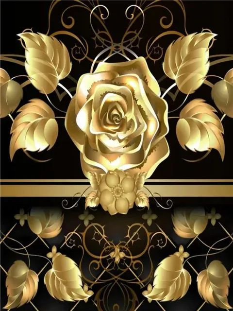 Aperçu du résultat final du diamond painting Fiori neri e gialli Mathilde.