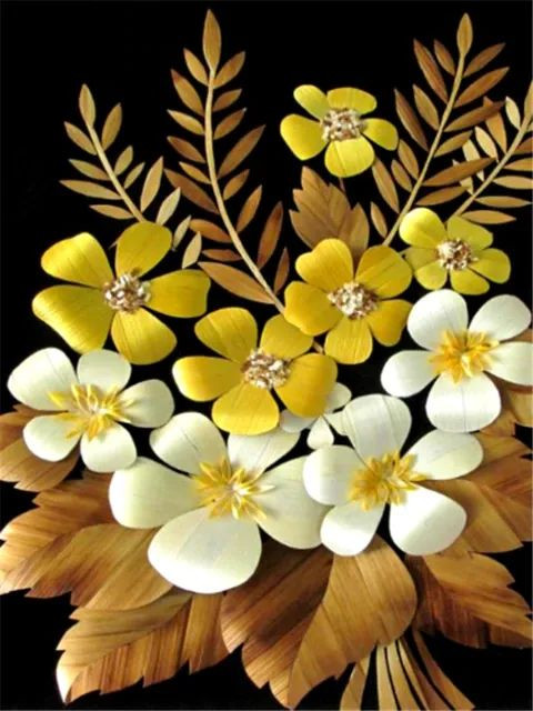 Aperçu du résultat final du diamond painting Fiori neri e gialli Inès.