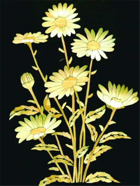 Aperçu du résultat final du diamond painting Fiori neri e gialli Lena.