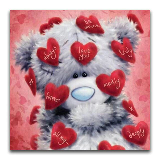 Aperçu du résultat final du diamond painting Peluche Love You.