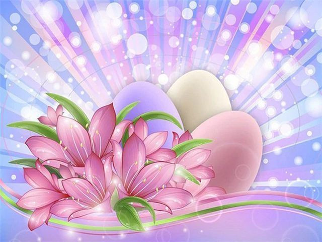 Aperçu du résultat final du diamond painting Aika Easter Eggs.