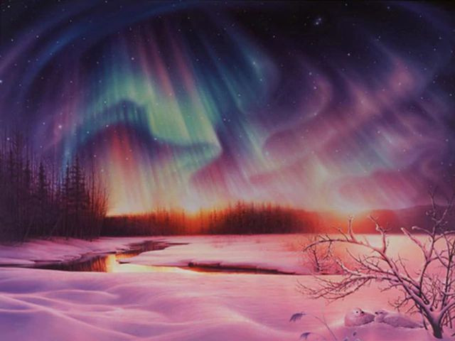 Aperçu du résultat final du diamond painting Aurore Boreal Rosali.