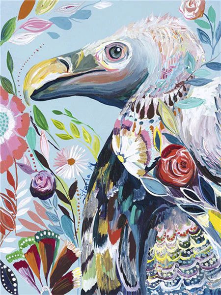 Aperçu du résultat final du diamond painting Vautour Fleuri Artistique.