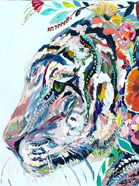 Anteprima del risultato finale del dipinto a diamante Artistic Flower Tiger.