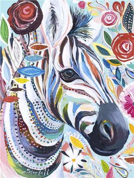 Aperçu du résultat final du diamond painting Pittura a diamante Colori della pittura zebra.