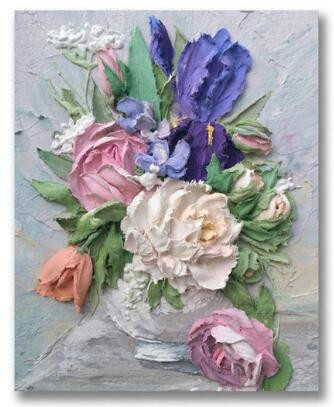 Aperçu du résultat final du diamond painting Fiori di rosa e peonia Birgit.