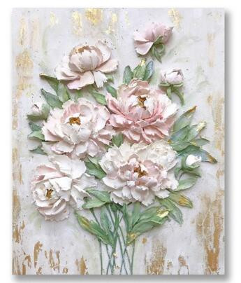 Aperçu du résultat final du diamond painting Pink Flowers and Peony Naomi.
