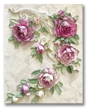 Aperçu du résultat final du diamond painting Fiori di rosa e peonia Nora.