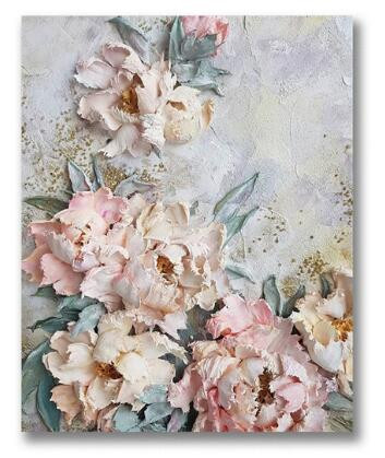 Aperçu du résultat final du diamond painting Fiori di rosa e peonia Renate.