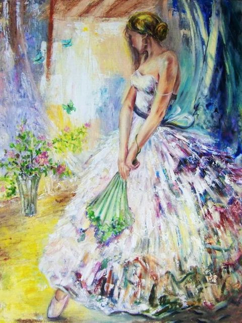 Aperçu du résultat final du diamond painting Woman Painting Elisabeth.