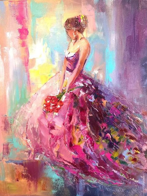 Aperçu du résultat final du diamond painting Elvira Frauenmalerei.