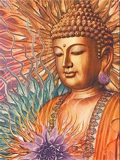 Aperçu du résultat final du diamond painting Bouddha Anuman.