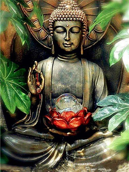 Aperçu du résultat final du diamond painting Buddha Lamon.
