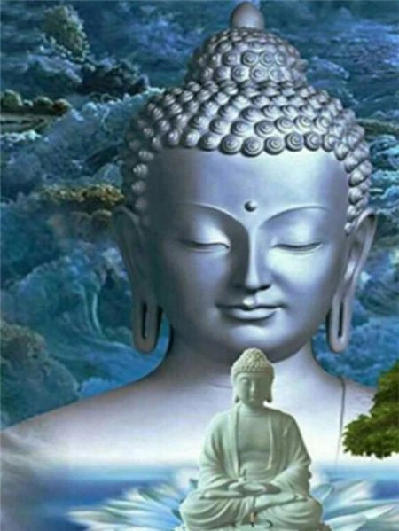 Aperçu du résultat final du diamond painting Buddha Maliwan.