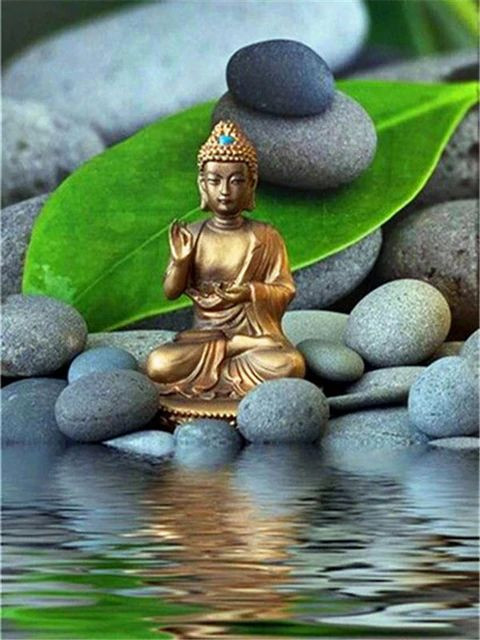 Aperçu du résultat final du diamond painting Pittura a diamante Buddha Rama.