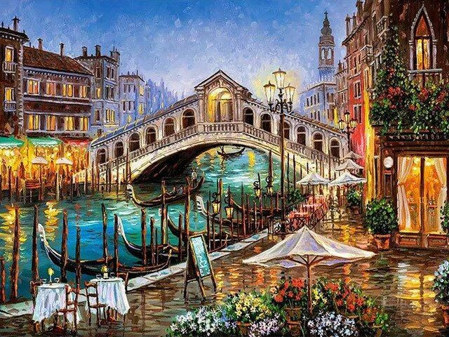 Aperçu du résultat final du diamond painting Planton Town Decor.
