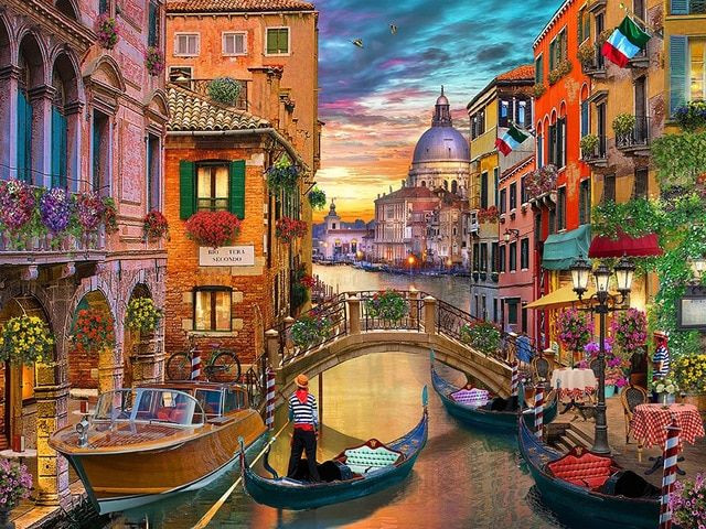 Aperçu du résultat final du diamond painting Pittura a diamante Paesaggio della città di Venezia.