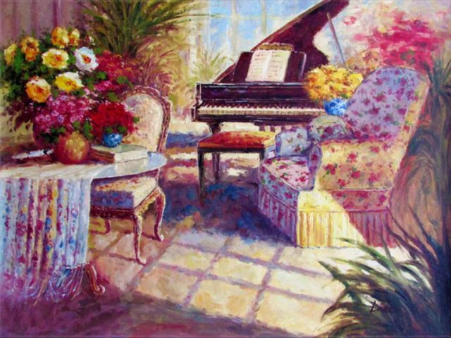 Aperçu du résultat final du diamond painting Flower Piano.