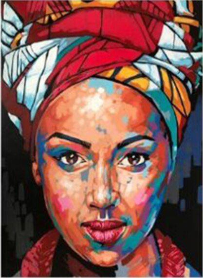 Aperçu du résultat final du diamond painting African Woman Aya.