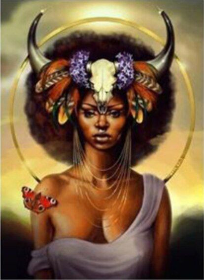 Aperçu du résultat final du diamond painting Afrikaanse vrouw Fatoumata.