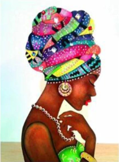 Aperçu du résultat final du diamond painting African Woman Asma.