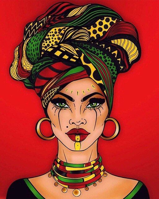 Aperçu du résultat final du diamond painting Donna africana Awa.