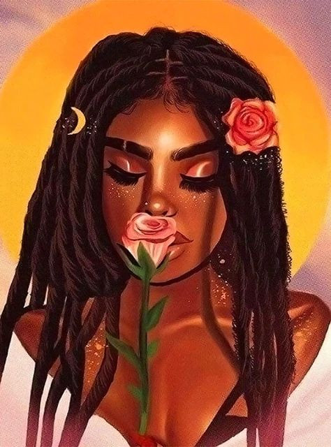 Aperçu du résultat final du diamond painting African Woman Mariama.