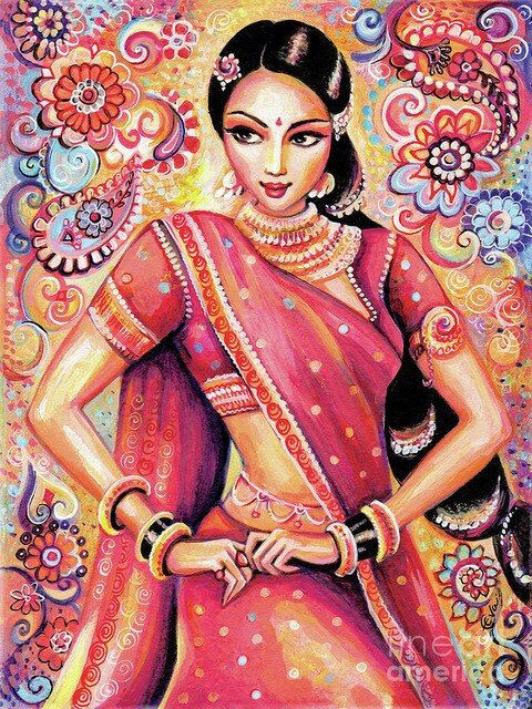 Aperçu du résultat final du diamond painting Indian Woman Arya.