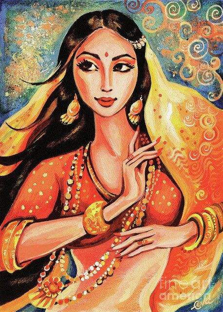 Aperçu du résultat final du diamond painting Indiase vrouw Mira.
