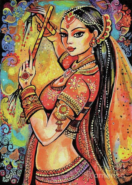 Aperçu du résultat final du diamond painting Indiase vrouw Nila.