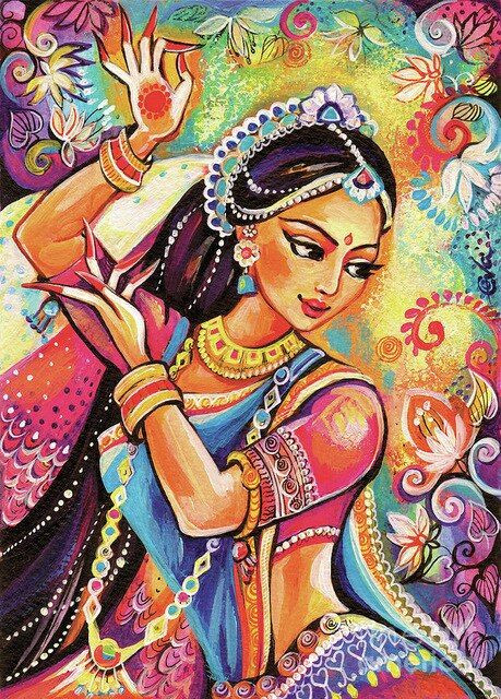 Aperçu du résultat final du diamond painting Femme Indienne Jaya.