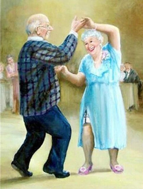 Aperçu du résultat final du diamond painting Older Couple Dancing.