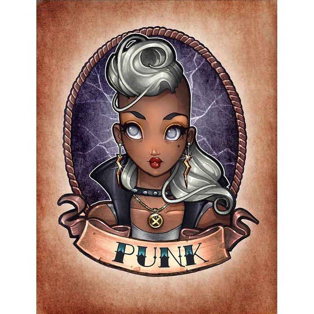Aperçu du résultat final du diamond painting Ragazza Punk.