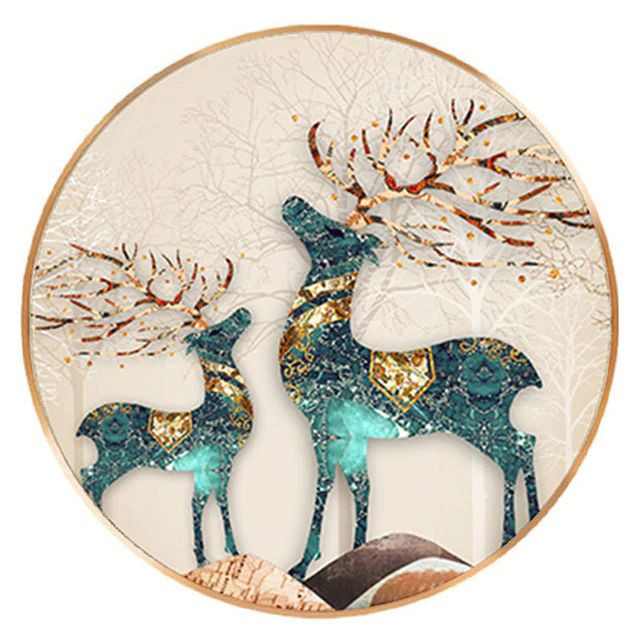 Preview van het eindresultaat van de diamantschildering Winter Elegance Deer.
