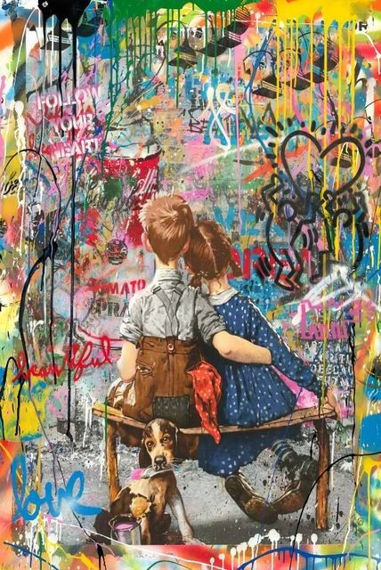 Aperçu du résultat final du diamond painting Graffiti Love Children.