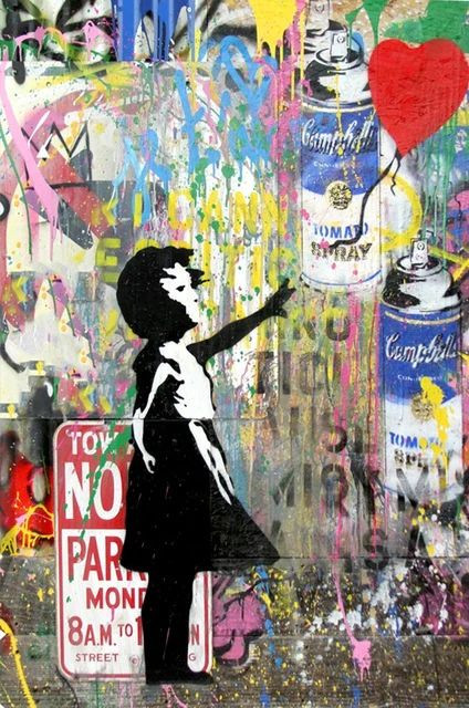 Aperçu du résultat final du diamond painting Graffitimeisje Zwart-Wit.