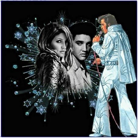 Anteprima del risultato finale del dipinto a diamante Elvis Presley: la leggenda e sua figlia.