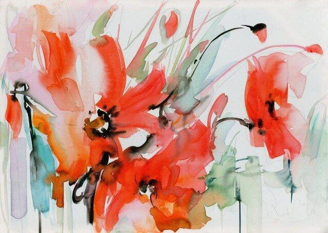 Aperçu du résultat final du diamond painting Mohnblumen E.