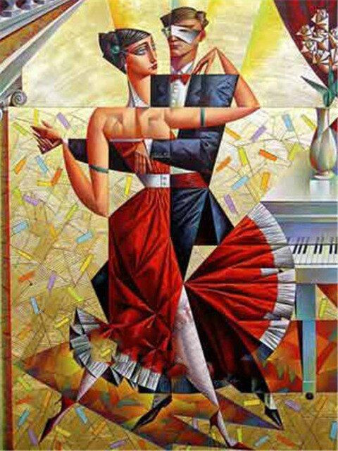 Aperçu du résultat final du diamond painting Picasso Style Dancing Couple.