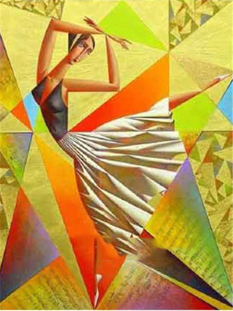 Aperçu du résultat final du diamond painting Ballerina in Picasso-stijl.