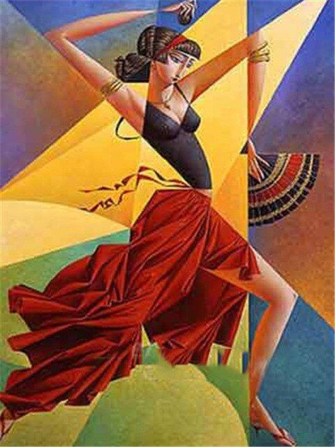 Aperçu du résultat final du diamond painting Spanish Dancer Picasso Style.