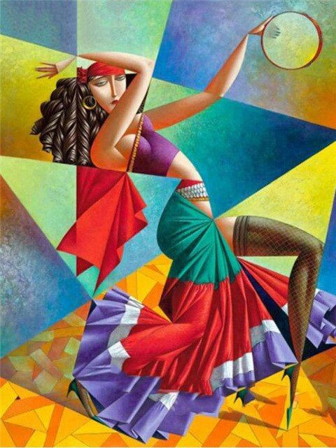 Aperçu du résultat final du diamond painting Danseuse Gitane Style Picasso.