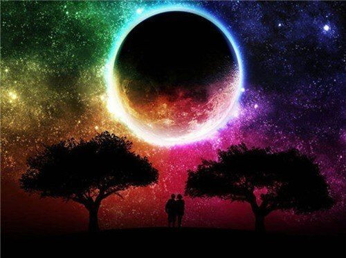 Aperçu du résultat final du diamond painting Planètes : L'Éclipse des Amoureux.