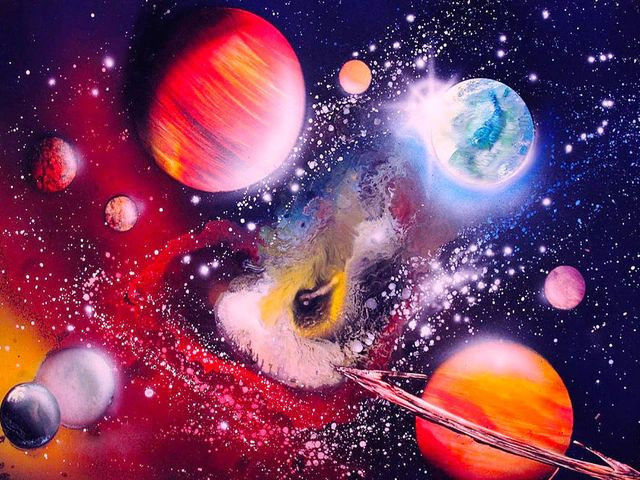 Aperçu du résultat final du diamond painting Planètes : La Nébuleuse Écarlate.