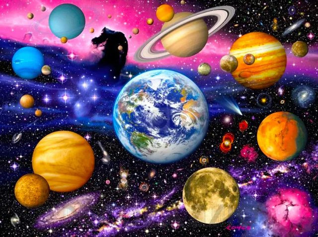 Aperçu du résultat final du diamond painting Planètes : La Galaxie Lointaine.