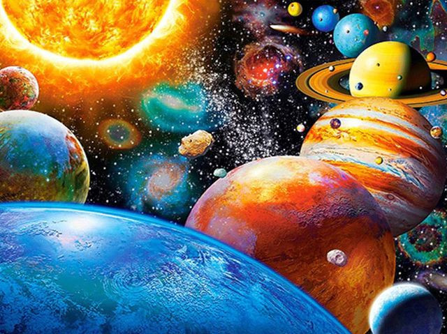 Aperçu du résultat final du diamond painting Planètes : Le Système Solaire.