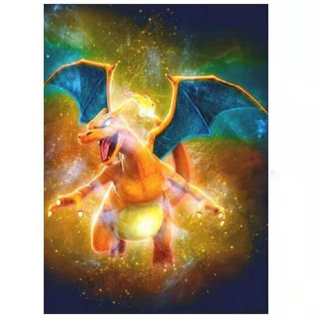 Preview of the final result of the diamond embroidery Charizard's Cosmic Fury.